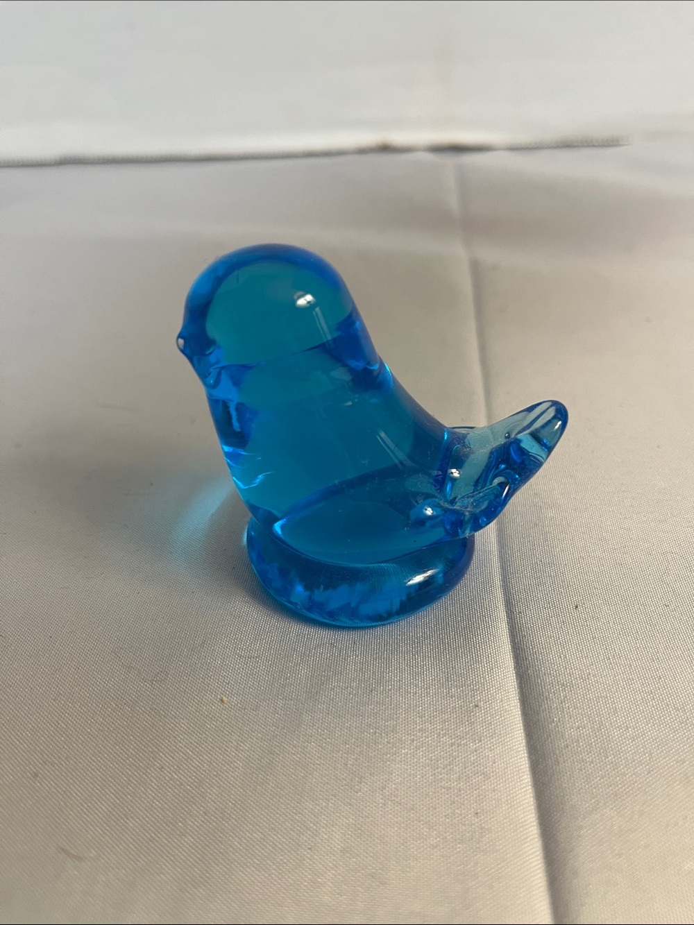 Blue Bird of Happiness Glass Figurine Decorative Accent Signed by Leo Ward
